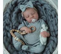 kgniess me Poupée Reborn Bébé Garçon Vrai Poupon Faites à la Main Corps en Vinyle Doux Garçon aux Yeux fermés Ressemble à Un Vrai bébé Reborn Baby Dolls 19 Pouces