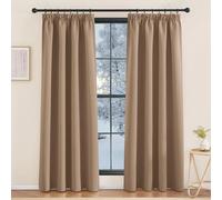 KGORGE Rideaux Occultants Galon Fronceur, Rideaux Thermiques Isolants Anti Froid et Chaleur, Opaque Draperies Intérieurs Decoration Maison Chambre Bureau, 2 Pièces, 140x220cm, Moka