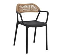 KGPGNYMYHA Chaise De Jardin Extérieure Chaise De Repas en Rotin Chaise De Cuisine en Plastique Empilable Fauteuil Vintage Ferme Chaise De Balcon Résistante Intempéries(Black,6pcs)