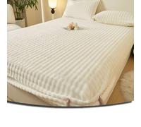 KGPGNYMYHA Drap Housse En Peluche Lapin Vert Lait Velours Housse De Matelas 2 Personnes Draps De Lit Élastiques Drap De Fond Super Doux Protection De Matelas(White,Full)