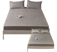 KGPGNYMYHA Drap Housse Réversible Pour Hiver Et Été Draps De Lit De Luxe En Tissu Élastique, Drap Housse En Soie Glacée, Ultra Doux Et Résistant Aux Plis(Light grey,70"X78"(180X200CM))