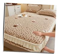 KGPGNYMYHA Drap Housse Rustique Marron Draps-housses En Flanelle Élastiques Housse De Matelas Velours Hiver, Lavable En Machine Élastique Tout Autour(70"X78"(180X200CM))