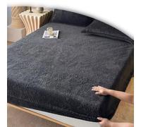 KGPGNYMYHA Draps-housses Élastiques Noirs Drap-housse En Flanelle Couverture De Matelas Épaissie Twin Full Queen King Drap De Dessous Premium Confortable(Queen)