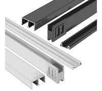 KGPGNYMYHA Rail De Porte Coulissante Pour Panneaux En Verre De 8mm, Ensemble De Rails Supérieur Et Inférieur Pour Porte Coulissante De Vitrine Bibliothèque Meuble À Vin(Black,120cm-47.2in)