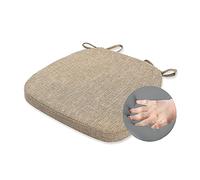KGPLOME Chair Cushion with Ties for Dining Chairs - Memory Foam Non Slip Kitchen Chair Pad and Dining Seat Cushion with Machine Washable Cover [16.5 x 16.2 inches] - Dark Beige