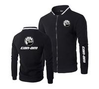KGQSHFVF Sweat-Shirt À Manches Longues pour Hommes pour Can-am Plaid No Hood Coat Col Montant Survêtement Full Zip Print Outwear Comfort Training Jacket-Black||XL