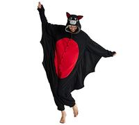 Kgromfy Combinaison chauve-souris noire pour adulte, tenue d'Halloween ou de costumade, combinaison une pièce, taille XL