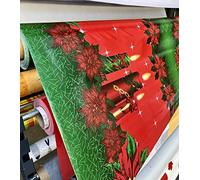 KGS Nappe Toile Cirée de Noël - Motif Bougies - Au Mètre (140x200cm)