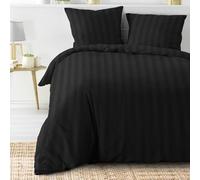 KGS Parure de Lit Cléo - Housse de Couette 220x240cm + Taies d'oreiller - Microfibre Douce et Certifiée Oeko-Tex - Plusieurs Coloris (Noir)