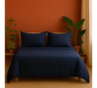 KGS Parure de Lit en Gaze de Coton - 220x240 cm - Plusieurs Coloris (Bleu Marine)