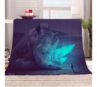 KGSK Couverture Canapé 3D Animaux Buffle Idées Impression Chaud Salon Douce Microfibre Jeté, Polaire 130x150 Adulte Flanelle Douce Et Chaude, Plaid Couverture Lit