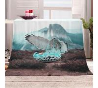 KGSK Couverture Canapé 3D Animaux Eagle Idées Impression Chaud Salon Douce Microfibre Jeté, Polaire 130x150 Adulte Flanelle Douce Et Chaude, Plaid Couverture Lit