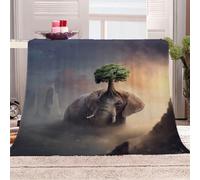 KGSK Couverture Canapé 3D Éléphant Animal Idées Impression Chaud Salon Douce Microfibre Jeté, Polaire 130x150 Adulte Flanelle Douce Et Chaude, Plaid Couverture Lit