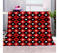 KGSK Couverture Canapé 3D Idées Géométriques Rouges Impression Chaud Salon Douce Microfibre Jeté, Polaire 130x150 Adulte Flanelle Douce Et Chaude, Plaid Couverture Lit