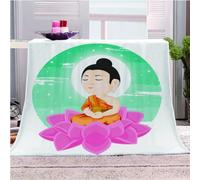 KGSK Couverture en Flanelle 3D Impression De Bouddha De Dessin Animé pour Enfants Et Garçons, Sherpa pour Adultes 80x100Cm pour Lit Et Canapé, Plaid Cadeau Fille, Chaude Microfibre