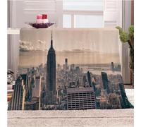KGSK Couverture en Flanelle 3D Vue De Gratte - Ciel De New York pour Enfants Et Garçons, Sherpa pour Adultes 80x100Cm pour Lit Et Canapé, Plaid Cadeau Fille, Chaude Microfibre
