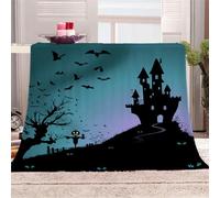 KGSK Couverture en Flanelle Bâtiment du Château d'halloween 3D Impression Numérique, Polaire Douce Salon Canapé 150x200Cm pour Enfants Adultes, Personnalisée