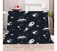 KGSK Couverture en Flanelle Cartoon Planète Fusée 3D Impression Numérique, Polaire Douce Salon Canapé 150x200Cm pour Enfants Adultes, Personnalisée