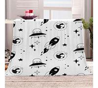 KGSK Couverture en Flanelle Cartoon Rocket Noir 3D Impression Numérique, Polaire Douce Salon Canapé 150x200Cm pour Enfants Adultes, Personnalisée