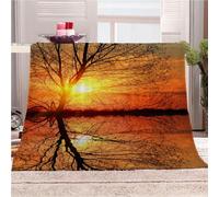 KGSK Couverture en Flanelle Grand Arbre Crépuscule Paysage 3D Impression Numérique, Polaire Douce Salon Canapé 150x200Cm pour Enfants Adultes, Personnalisée