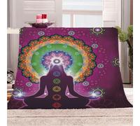 KGSK Couverture en Flanelle Impression Méditation Bouddha 3D Impression Numérique, Polaire Douce Salon Canapé 150x200Cm pour Enfants Adultes, Personnalisée