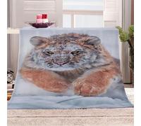 KGSK Couverture Lit 3D Animal Tigre Paysage De Neige Polaire Moelleuse Flanelle 180x200Cm 2 Personnes en Microfibre, Peluche Adulte Enfants, Plaid Canape Grande
