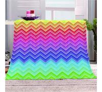 KGSK Couverture Lit 3D Impressions Ondulées Colorées Polaire Moelleuse Flanelle 180x200Cm 2 Personnes en Microfibre, Peluche Adulte Enfants, Plaid Canape Grande