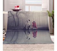 KGSK Couverture Lit 3D Petite Fille avec Chien Animal Polaire Moelleuse Flanelle 180x200Cm 2 Personnes en Microfibre, Peluche Adulte Enfants, Plaid Canape Grande