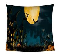KGSK Couvertures Et Plaids 3D Pleine Lune Scène De Nuit Halloween Couverture en Flanelle Epaisse Douce, Jeté De Canapé Sherpa 100x120Cm Sherpa Chaude Et Confortable du Garçon Microfibre