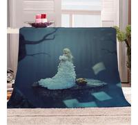 KGSK Douce Flanelle Couverture Lit 2 Personnes en Microfibre 3D Cartoon Robe Blanche Fille Plaid Polaire 180x220Cm Adulte Enfants Chaud Et Doux en Peluche Plaid Canape Grande Taille Jeté De Canapé
