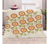 KGSK Douce Flanelle Couverture Lit 2 Personnes en Microfibre 3D Fleurs De Tournesol Plaid Polaire 180x220Cm Adulte Enfants Chaud Et Doux en Peluche Plaid Canape Grande Taille Jeté De Canapé