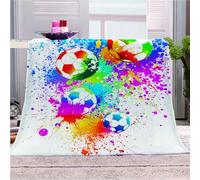 KGSK Douce Flanelle Couverture Lit 2 Personnes en Microfibre 3D l'art du Graffiti De Football Plaid Polaire 180x220Cm Adulte Enfants Chaud Et Doux en Peluche Plaid Canape Grande Taille Jeté De Canapé