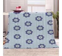 KGSK Douce Flanelle Couverture Lit 2 Personnes en Microfibre 3D Petites Fleurs Bleues Plaid Polaire 180x220Cm Adulte Enfants Chaud Et Doux en Peluche Plaid Canape Grande Taille Jeté De Canapé