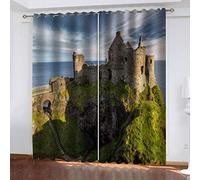 KGSK Rideaux Occultant, Isolation, Architecture Ancienne De La Côte 3D Isolant Thermiques Draperie De Fenêtre pour Chambre Salon, 2 Px 250x200 Cm Rideau Moderne À Oeillets Chambre Enfant