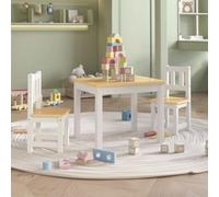 KGTKGTYER Ensemble de 3 chaises pour enfants, table en MDF et 2 chaises | Bords arrondis, MDF robuste, pour la peinture et le bricolage, utilisation polyvalente