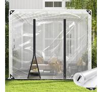 KGUDYS Bâche Transparente Imperméable,Bâche Claire en PVC Extérieur avec Oeillets,Bâche Résistance Aux Intempéries Ripstop,Bâches De Vinyle Transparentes en PVC De 0,3mm,2 Zipper-1x2m/3.3x6.6ft