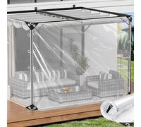 KGUDYS Bâche Transparente Imperméable,Bâches Claire en PVC Extérieur avec Fermetures éclair,Panneaux Latéraux en Bâche Transparente pour Pergola Et Gazebo,Personnalisable,0Zips-1.3x2m/4.3x6.6ft