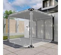 KGUDYS Panneaux Latéraux De Pergola en PVC Imperméables,1.5m 2m 2.3m 2.5m 3m Lourde Bâche Transparente étanche,Protection Contre La Pluie,Oeillets Renforcés,White-5.5x2.2m/18.0x7.2ft