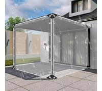 KGUDYS Panneaux Latéraux De Pergola en PVC Imperméables,1.5m 2m 2.3m 2.5m 3m Lourde Bâche Transparente étanche,Protection Contre La Pluie,Oeillets Renforcés,White-5.6x3m/18.4x9.8ft
