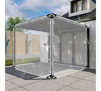 KGUDYS Panneaux Latéraux De Pergola en PVC Imperméables,1.5m 2m 2.3m 2.5m 3m Lourde Bâche Transparente étanche,Protection Contre La Pluie,Oeillets Renforcés,White-5.6x2.8m/18.4x9.2ft
