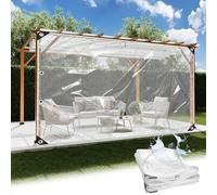 KGUDYS Panneaux Latéraux en Bâche étanche Transparente Robuste,Bâche en PVC Résistant Aux UV De 0,35mm,Résistante à La Pluie Et Au Vent,Bâche Claire pour Pergola,0Zips-1x2m/3.3x6.6ft