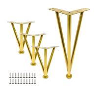 KGUDYS Pieds De Meubles en Métal 4 Pièces,Pieds De Table en Forme De Triangle,Pieds De Canapé,Hauteur Réglable,Pieds De Support en Métal pour Armoire Canapé Coiffeuse Table à Café,Gold-28cm/11.0in