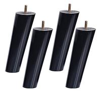 KGUDYS Pieds de Support de Meuble TV en Bois Massif Noir, Pieds de Meubles en Bois, Pieds de canapé surélevés par vis, boulons M8, pour Table Basse, Meuble TV,Oblique-15cm/6in