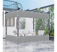 KGUDYS Rideau Extérieur en Vinyle Transparent,Rideaux Clairs Imperméables,Panneaux Latéraux en PVC Transparent Très Résistants De 500g/㎡ avec Fermetures éclair,Gray-1.2x1.5m(3.9x4.9ft)