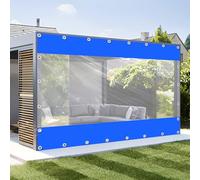 KGUDYS Rideaux De Pergola Transparents Imperméables,Panneaux Latéraux en PVC Clair De 0,5mm,Rideau en Vinyle D'extérieur,Résistant Aux Intempéries,Rideaux De Séparation,Blue-1.2x3m(3.9x9.8ft)