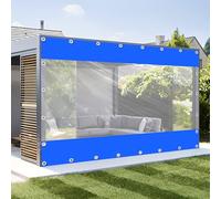 KGUDYS Rideaux De Pergola Transparents Imperméables,Panneaux Latéraux en PVC Clair De 0,5mm,Rideau en Vinyle D'extérieur,Résistant Aux Intempéries,Rideaux De Séparation,Blue-1.2x1.5m(3.9x4.9ft)