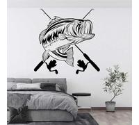 KGXUEDAO Autocollant mural de pêche, style de vie de pêche, canne à pêche, aventure en plein air, chasse, vacances, maison, salon, décoration, art mural