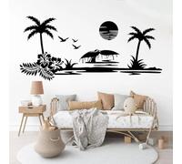 KGXUEDAO Autocollant mural en vinyle pour camping-car, camping-car, océan, camping, voyage, nature, paysage de plage, palmier, soleil, décoration de chambre à coucher