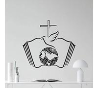 KGXUEDAO Priez chrétien Jésus Christ religion vinyle autocollant mural colombe Bible globe croix autocollant mural église décoration de la maison