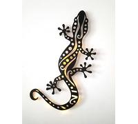 kh Teile Décoration murale moderne en bois - Gecko - Noir - Laqué - Lumière LED - 80 cm x 30 cm